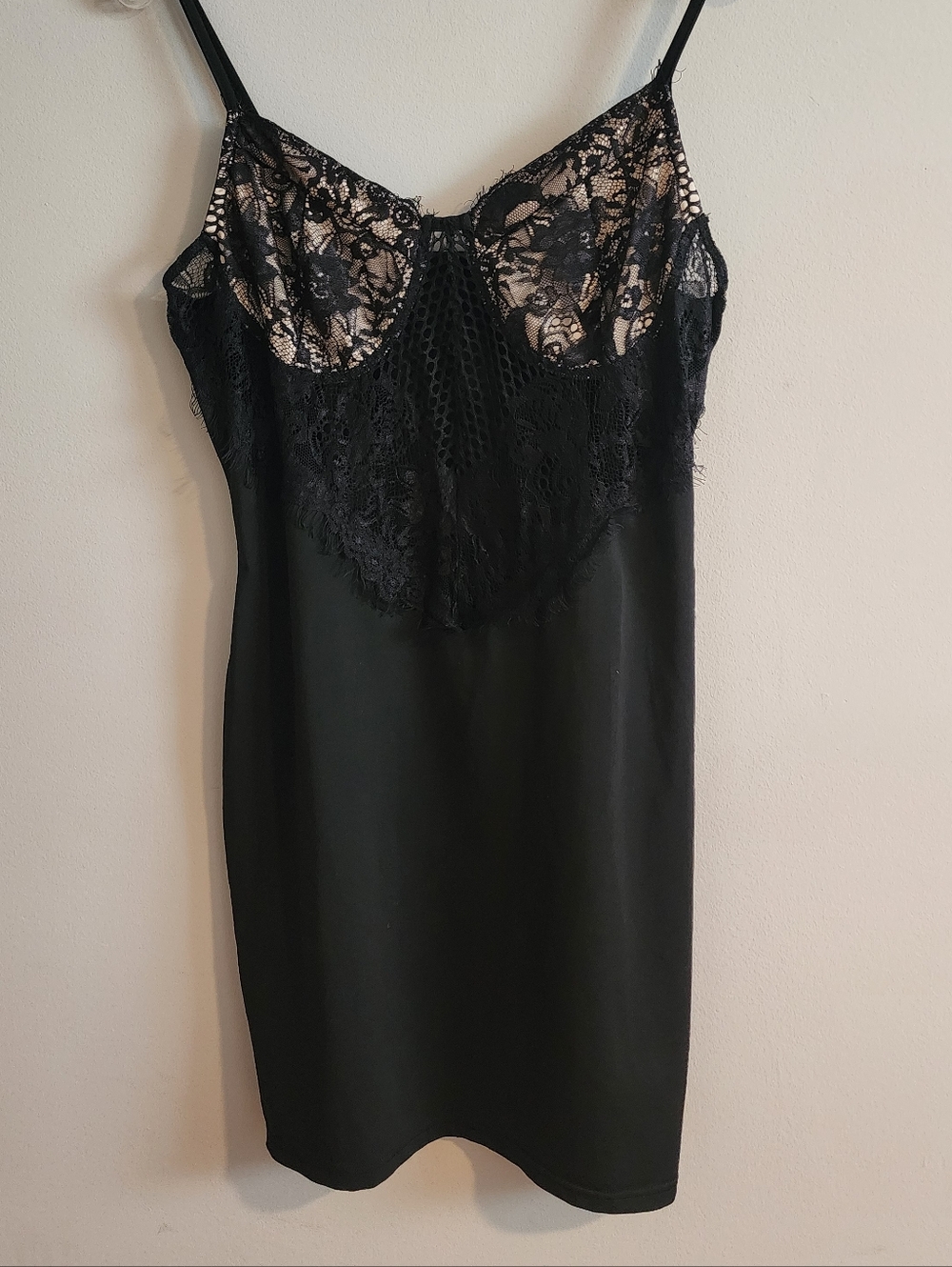 Sexy Lace Beige and Black Lingerie Slip